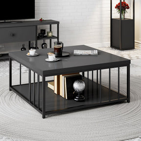 Masuta cafea Zenn, gri antracit/negru, PAL melaminat/metal, 90x90x40 cm