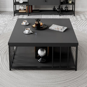 Masuta cafea Zenn, gri antracit/negru, PAL melaminat/metal, 90x90x40 cm