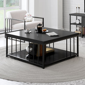 Masuta cafea Zenn, gri antracit/negru, PAL melaminat/metal, 90x90x40 cm