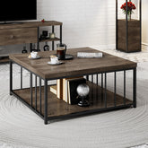 Masuta cafea Zenn, nuc/negru, PAL melaminat/metal, 90x90x40 cm