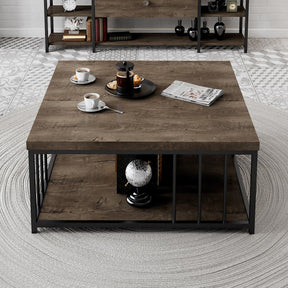 Masuta cafea Zenn, nuc/negru, PAL melaminat/metal, 90x90x40 cm