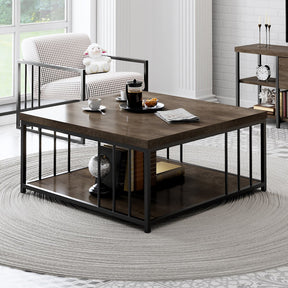 Masuta cafea Zenn, nuc/negru, PAL melaminat/metal, 90x90x40 cm