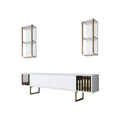 Mobilier living GOLD LINE, PAL melaminat/metal, alb/negru/auriu