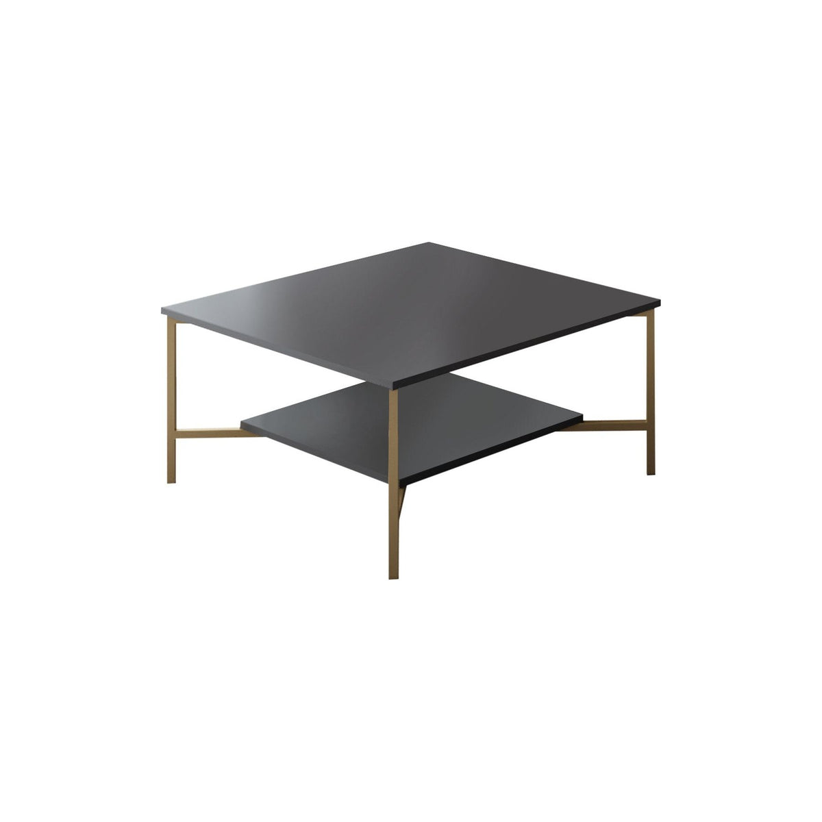 Masuta cafea Gold Line, negru, PAl, 80x80x40 cm