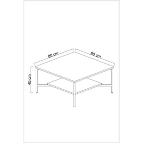 Masuta cafea Gold Line, nuc/negru, PAL, 80x80x40 cm
