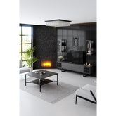 Set living Black Line, format din comoda Tv, masuta cafea si 2 rafturi, gri/negru, PAL