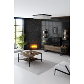 Set living Black Line, format din comoda TV, masuta cafea si 2 rafturi, nuc/negru, PAL