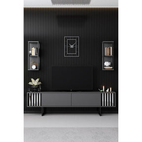 Set living Chrome Line, format din comoda TV, 2 rafturi si o masuta cafea