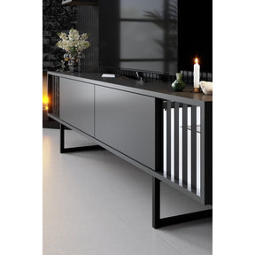 Set living Chrome Line, format din comoda TV, 2 rafturi si o masuta cafea
