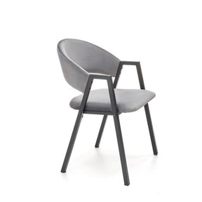 Scaun K473, stofa catifelata gri, 54x58x82 cm