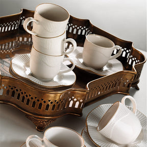 Set 6 cesti cu 6 farfurii cafea MLN12KT14R520, alb, portelan 100%