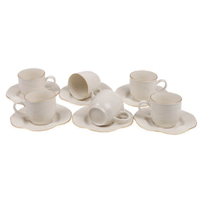 Set 6 cesti cu 6 farfurii cafea MLN12KT14R520, alb, portelan 100%