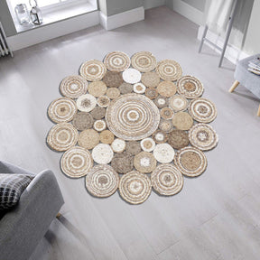 Covor, 120 cm, forma rotunda, material iuta, bej, CA 111 - White, Multy XW Q