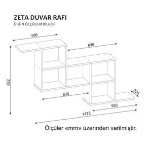 Raft Zeta, alb, PAL melaminat, 147x22x82 cm