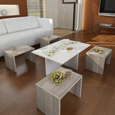 Set masute cafea Dulap, alb/stejar, PAL, 90x60x32/41x29x29 cm