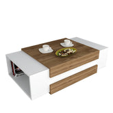 Masuta de cafea Nora, din PAL melaminat, alb/nuc, 110x57x31 cm