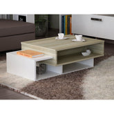 Masuta cafea Tab, stejar/alb, PAL melaminat, 105x60x32 cm