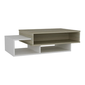 Masuta cafea Tab, stejar/alb, PAL melaminat, 105x60x32 cm