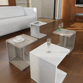 Set 4 masute Doodle, alb/stejar, PAL, 29x29x33 cm