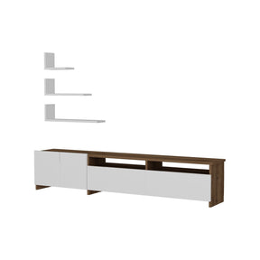 Set comoda TV si 3 rafturi Gelincik, alb/nuc, PAL