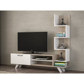 Comoda TV Ceren, stejar/alb, PAL, 150x30x132 cm