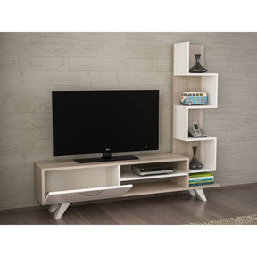 Comoda TV Ceren, stejar/alb, PAL, 150x30x132 cm