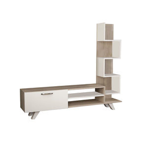 Comoda TV Ceren, stejar/alb, PAL, 150x30x132 cm