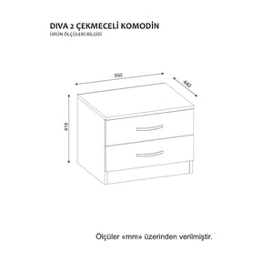 Noptiera Diva v2, alb, PAL, 55x44x42 cm