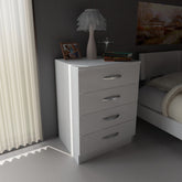 Noptiera cu 4 sertare Diva v4, alba, PAL melaminat, 55x74x44 cm