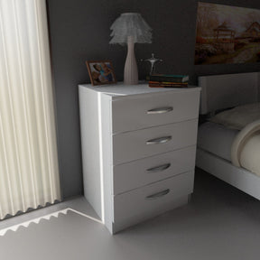 Noptiera cu 4 sertare Diva v4, alba, PAL melaminat, 55x74x44 cm