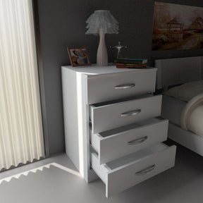Noptiera cu 4 sertare Diva v4, alba, PAL melaminat, 55x74x44 cm