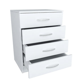 Noptiera cu 4 sertare Diva v4, alba, PAL melaminat, 55x74x44 cm