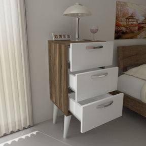 Noptiera Bellini v3, alb/nuc, PAL, 40x37x80 cm