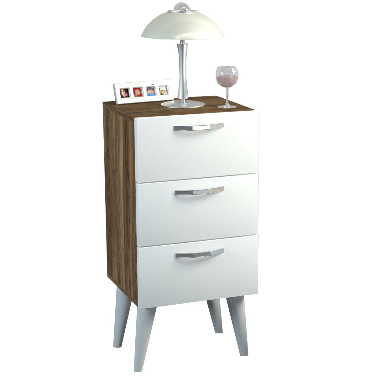 Noptiera Bellini v3, alb/nuc, PAL, 40x37x80 cm