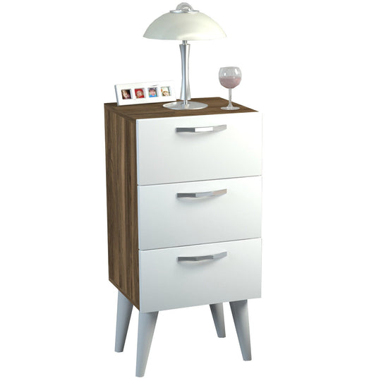 Noptiera Bellini v3, alb/nuc, PAL, 40x37x80 cm
