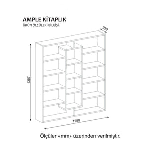 Biblioteca Ample, rosu/alb, PAL, 125x22x136 cm