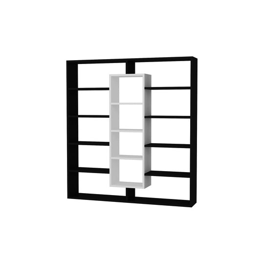 Biblioteca Ample, negru/alb, PAL, 125x22x136 cm