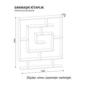 Biblioteca Sarmasik, din PAL melaminat, wenge, 125x22x150 cm