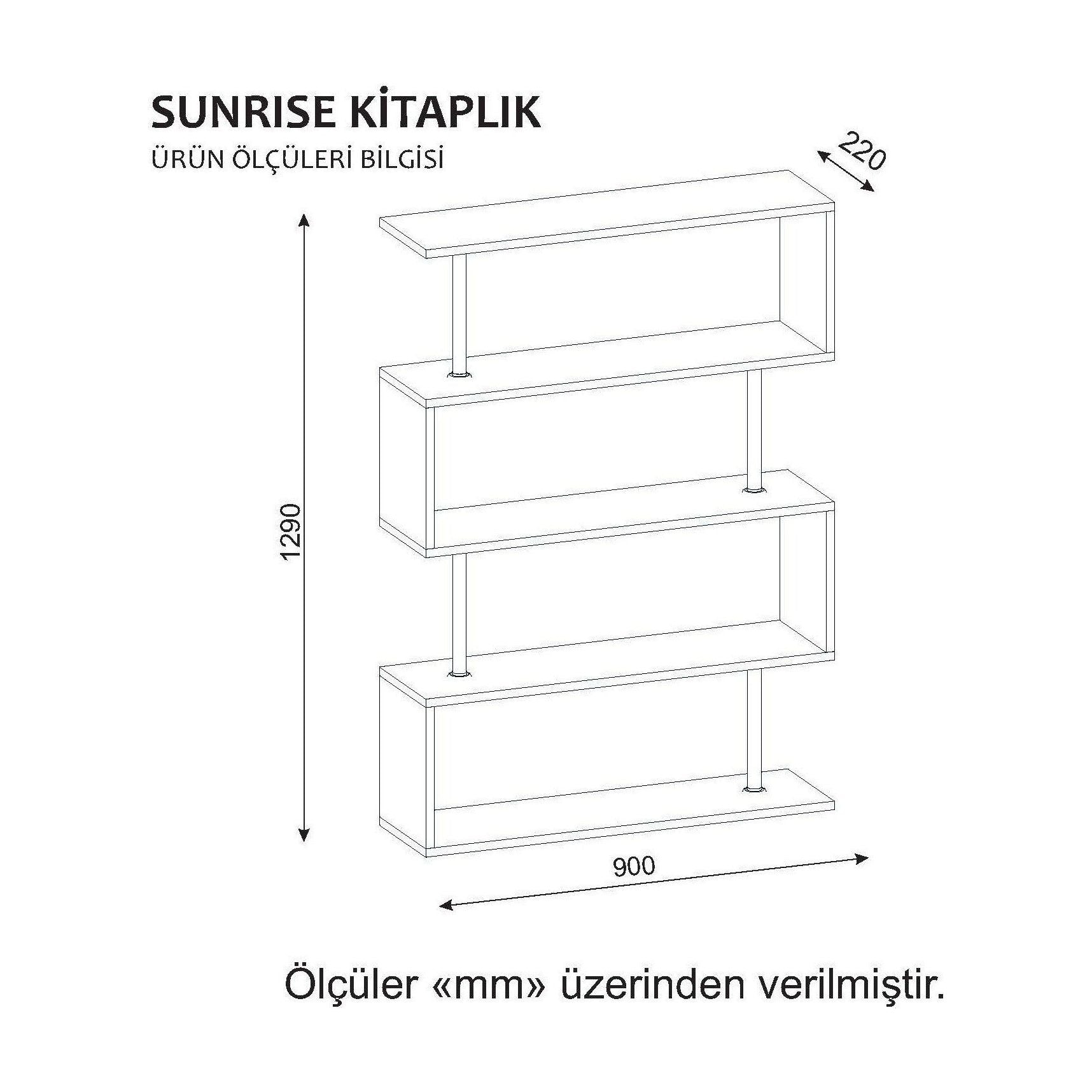 Etajera Sunrise, alb, PAL melaminat, 90x22x129 cm