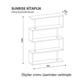 Etajera Sunrise, alb, PAL melaminat, 90x22x129 cm