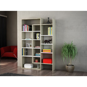 Biblioteca Belinda, gri/alb, PAL, 94x22x140 cm