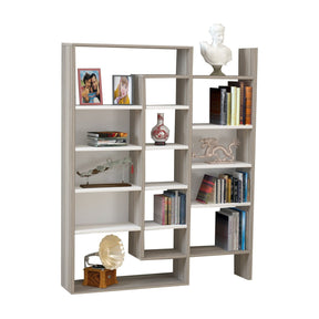 Biblioteca Belinda, gri/alb, PAL, 94x22x140 cm