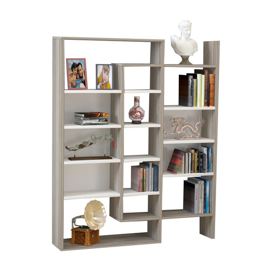 Biblioteca Belinda, gri/alb, PAL, 94x22x140 cm