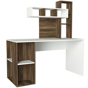 Birou Coral, alb/nuc, PAL, 140x60x154 cm