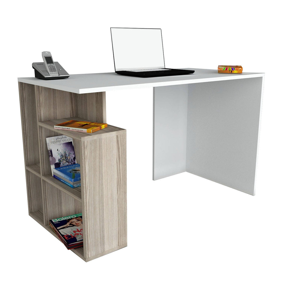 Birou Labran, alb/stejar, PAL, 120x60x74 cm