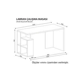 Birou Labran, alb/stejar, PAL, 120x60x74 cm