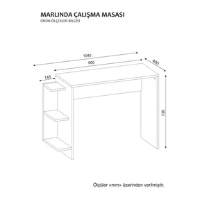 Birou Marlinda, din PAL melaminat, alb, 105x40x74 cm