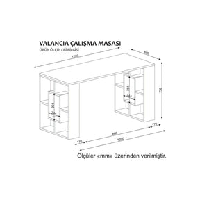 Birou Valancia, alb, PAL melaminat, 120x60x74 cm