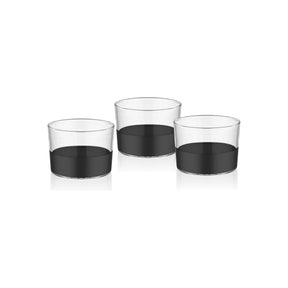 Set 3 boluri DRK0006, negru, sticla, 100 ml