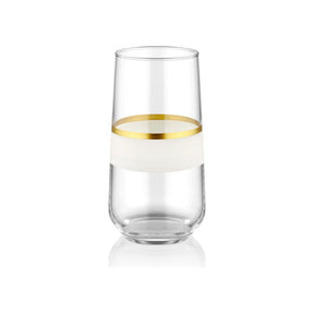 Set pahare din sticla 6 buc SNW0002, alb/auriu, 100% sticla, 15x7x7 cm